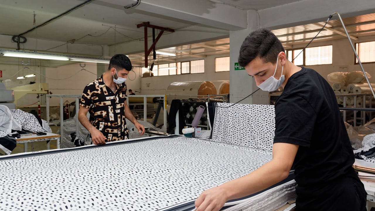 Workers in a small textile company in Turkey