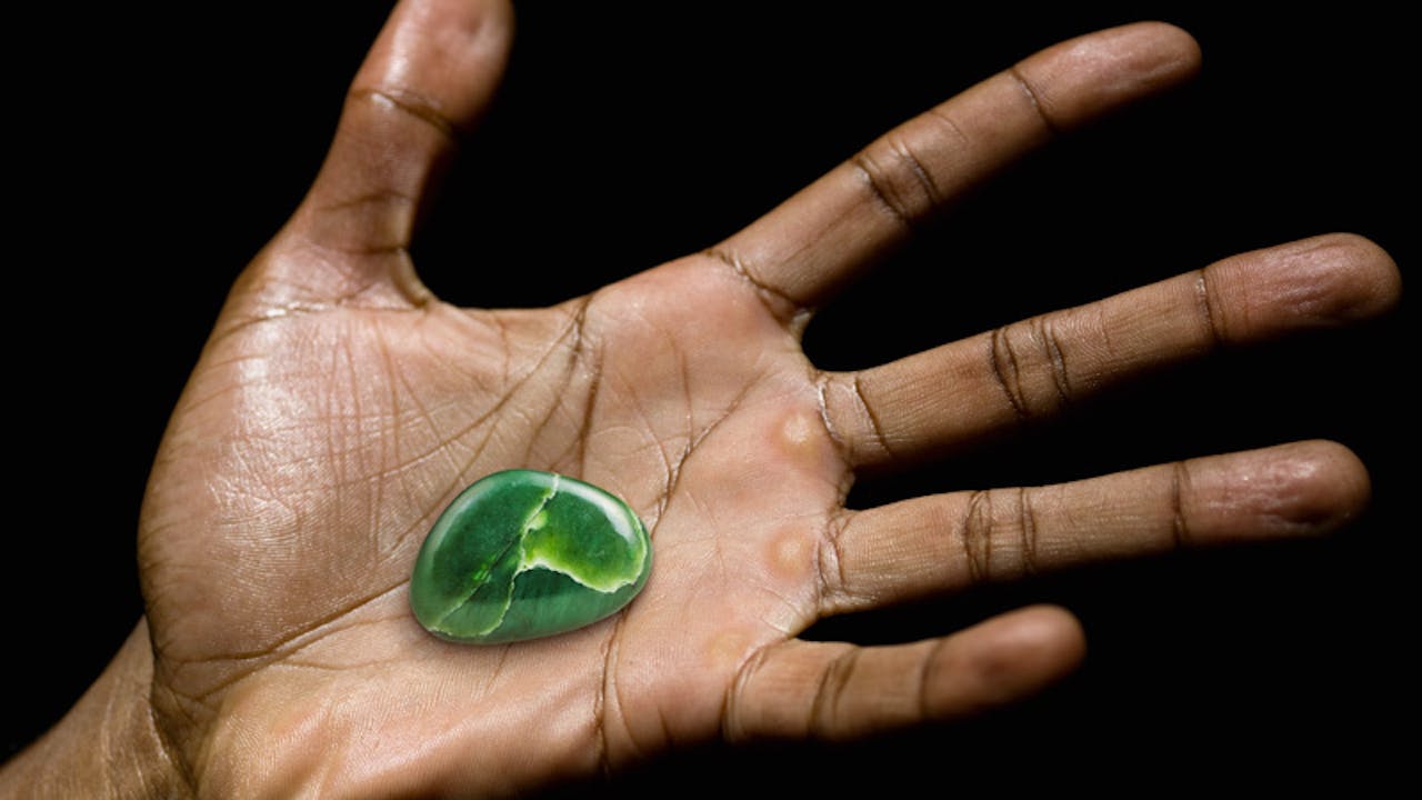A piece of polished jade stone.