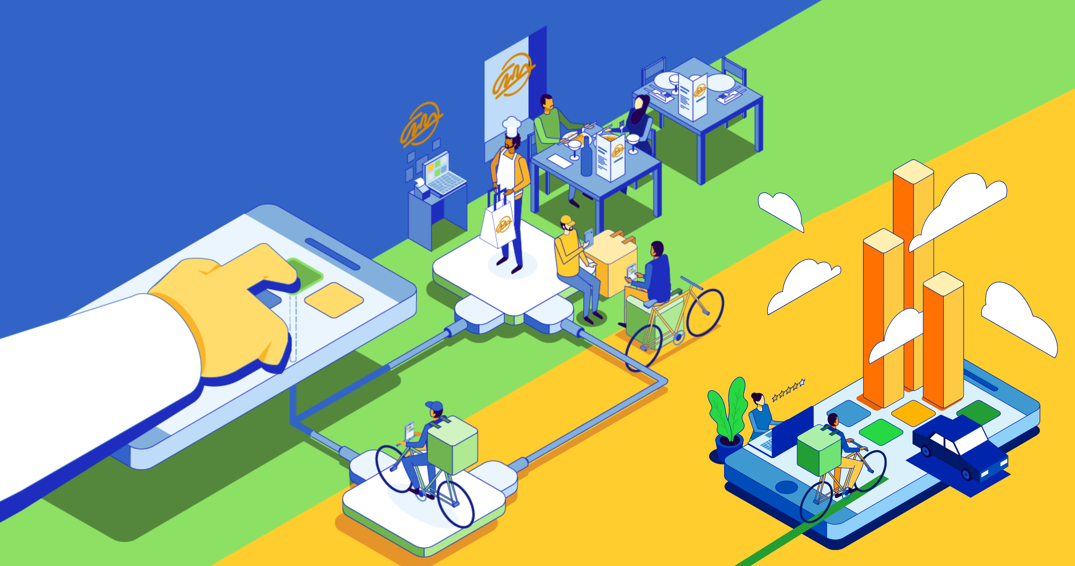 Illustration with examples of platform economy work.