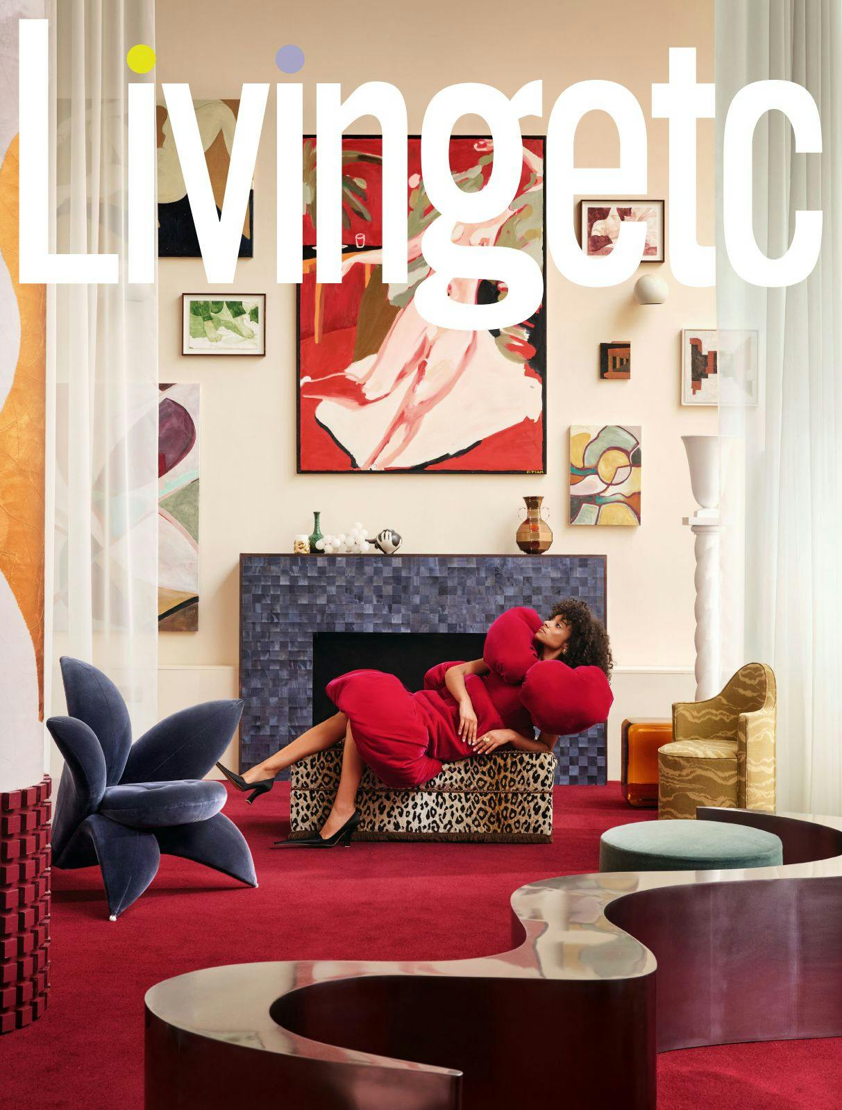 Livingetc Magazine cover featuring modern interior design with bold red and sculptural furniture — issue featuring designer Imad Husari.