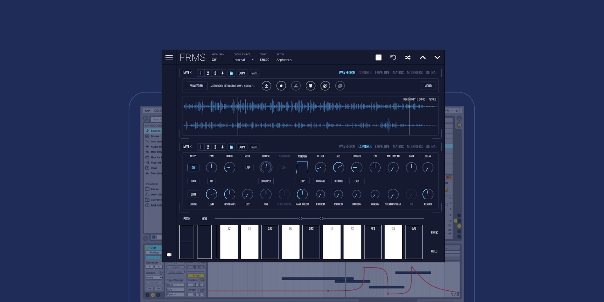 FRMS - Granular Synthesizer from Imaginando that will make any sound into a nice melody. It is available as VST, AU, AAX, AUv3 for Windows, Mac, iOS and Android.