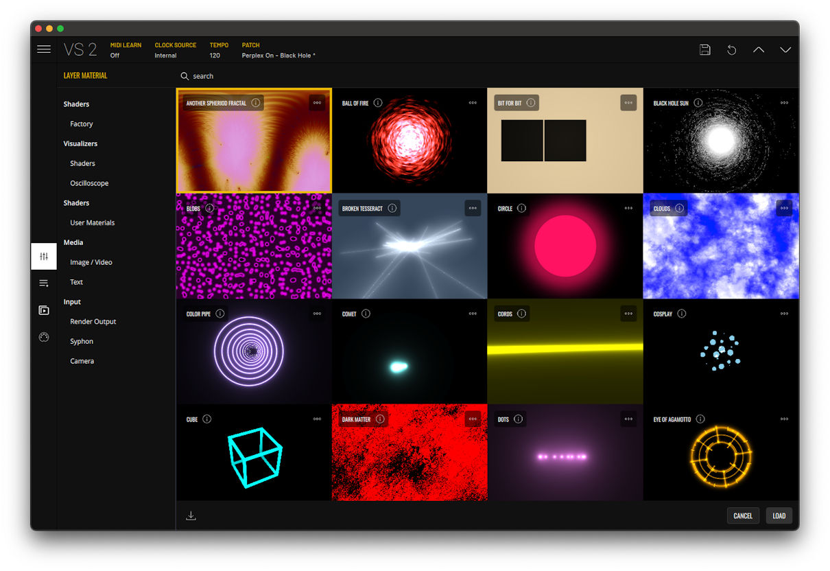 Visual Synthesizer VS from Imaginando has a nice panel preview to easily choose presets