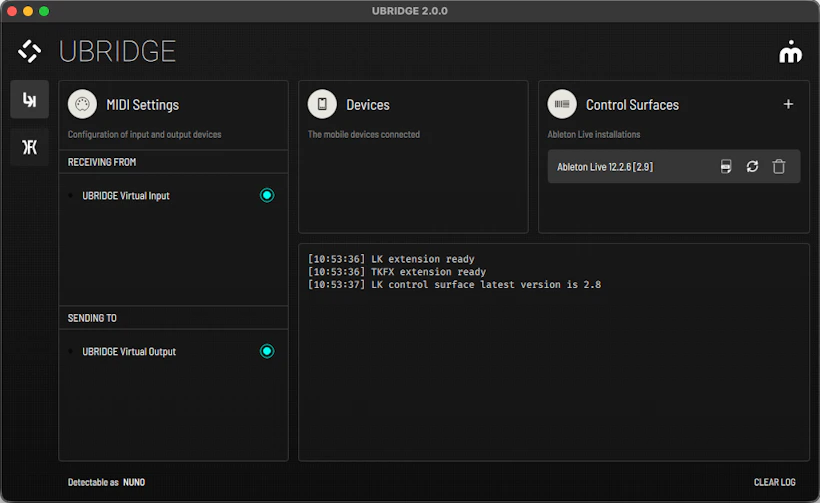 UBRIDGE free desktop utility connecting LK and TKFX to Ableton Live, Traktor and any MIDI application