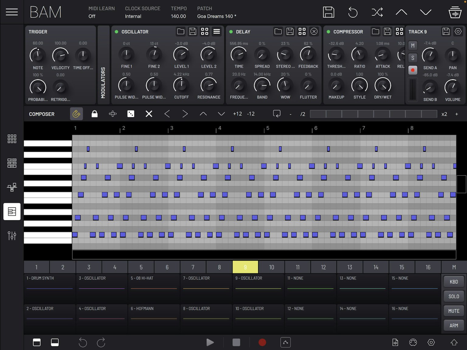 BAM - Beat Maker & Music Maker Composer Panel screenshot