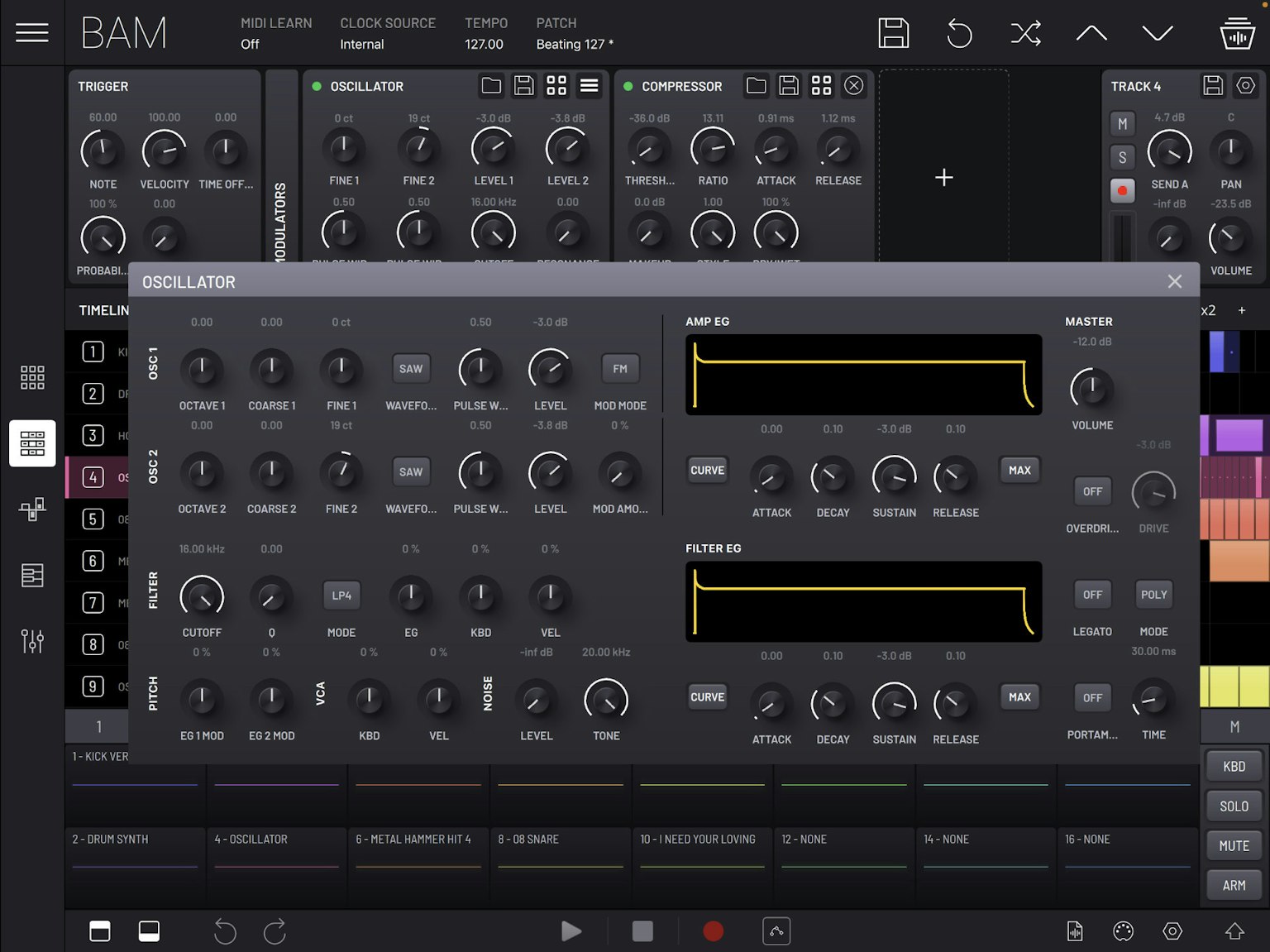 BAM - Beat Maker & Music Maker built-in oscillator engine screenshot