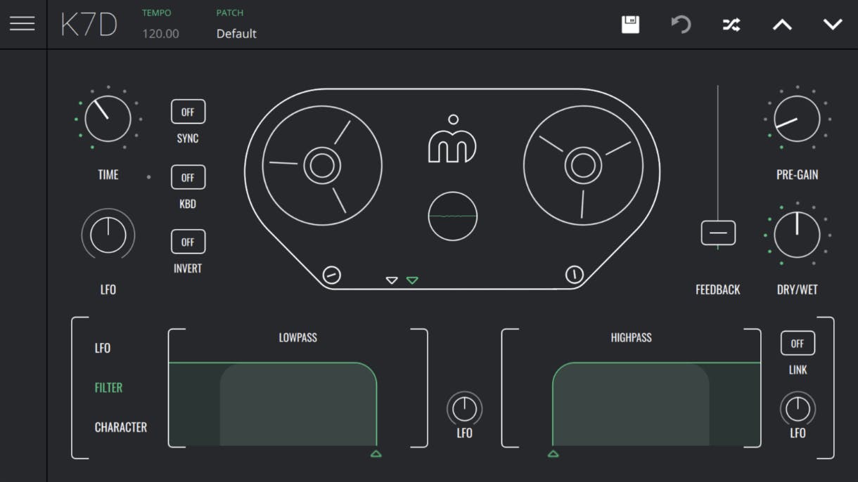 Tape Delay Plugin K7D is a vintage tape delay effect plugin for both desktop and iOS.