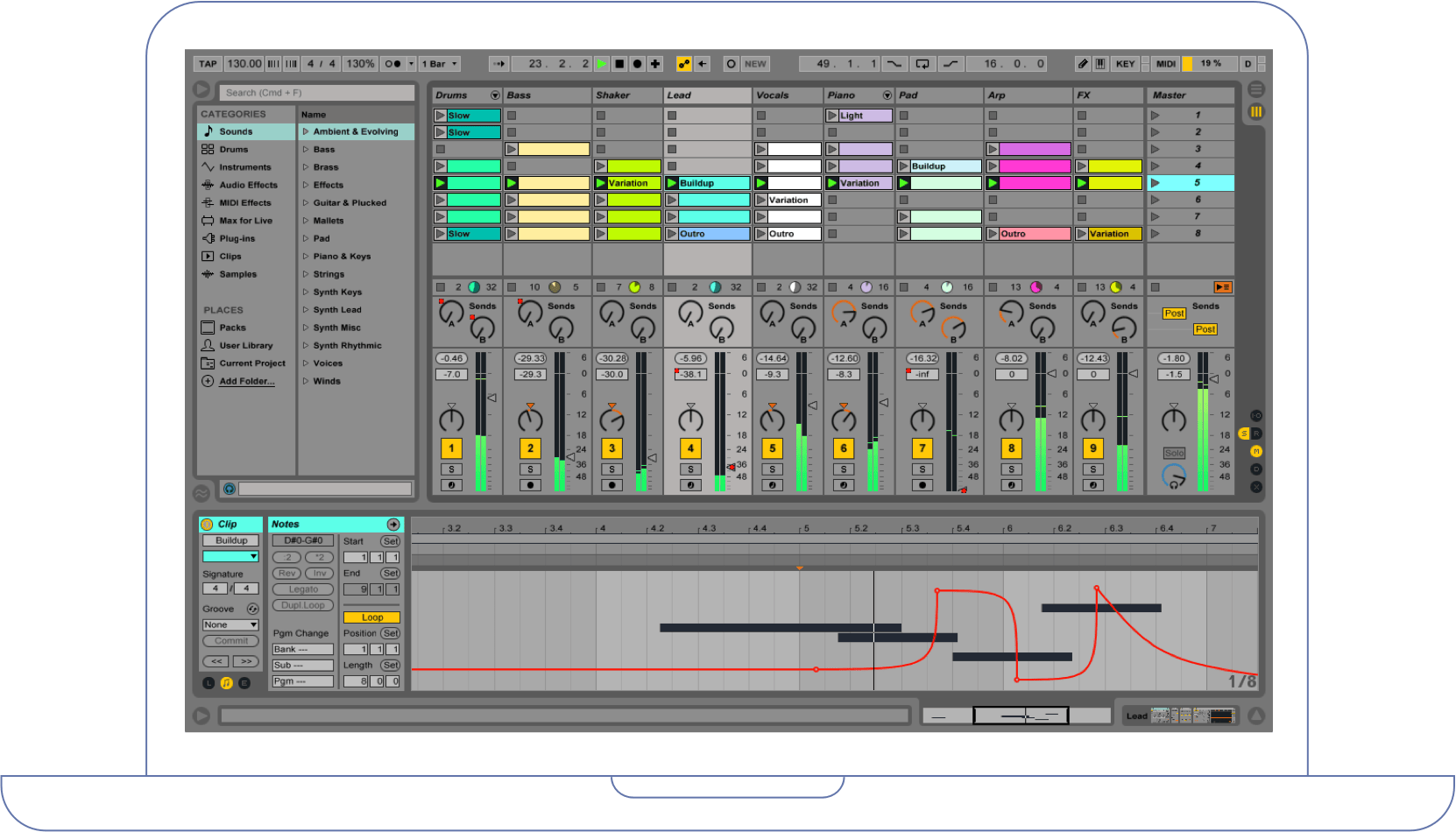 Showing Ableton Live working with DLYM chorus and flanger effect from Imaginando
