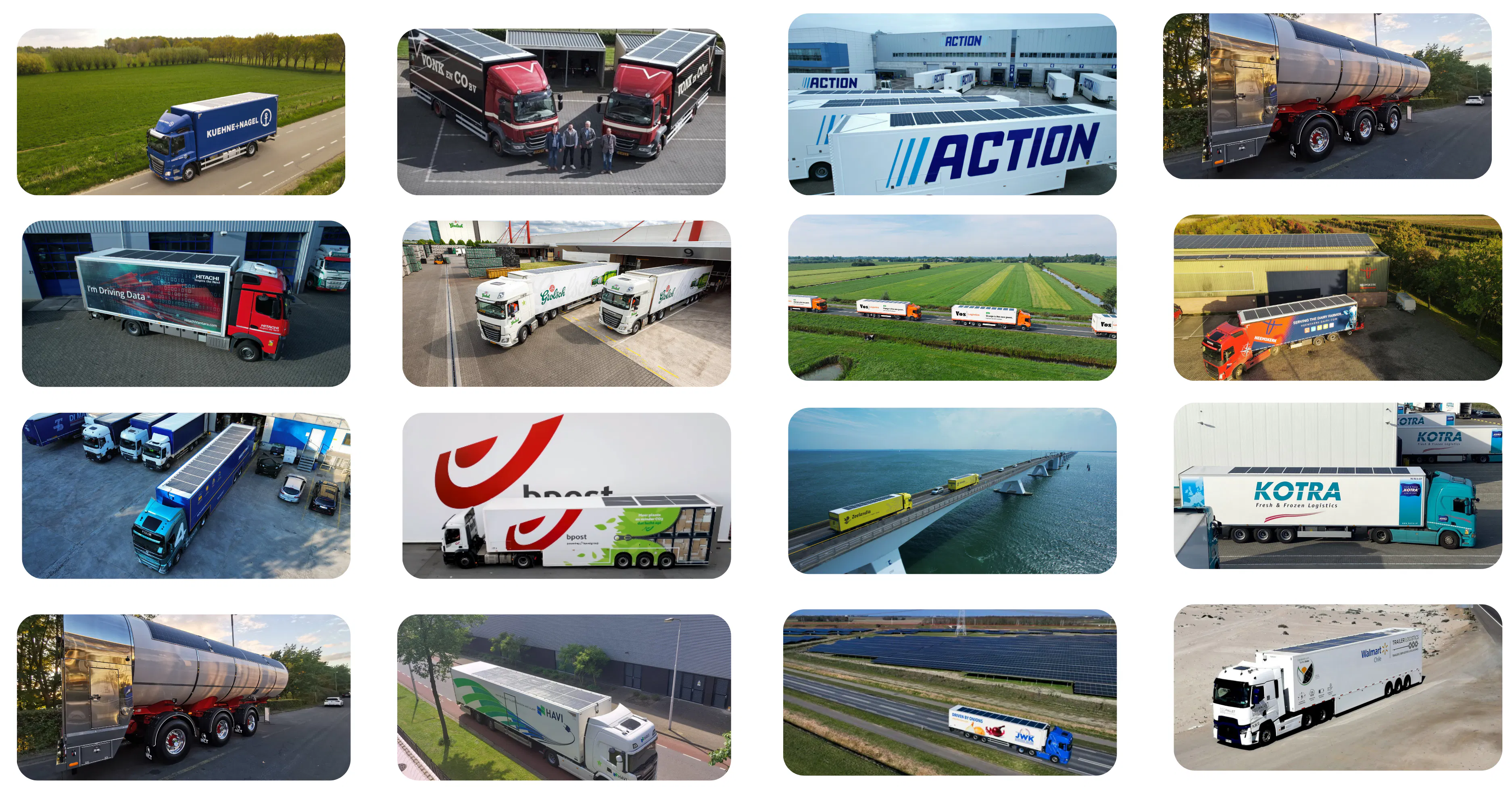 Trucks equipped with the solar technology SolarOnTop. Solar panels on the roof of trucks