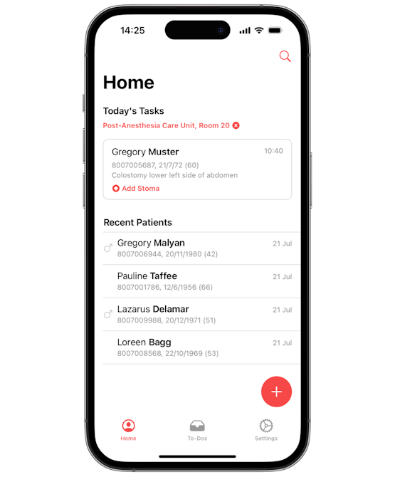 imitoWound - Home Screen and Tasks