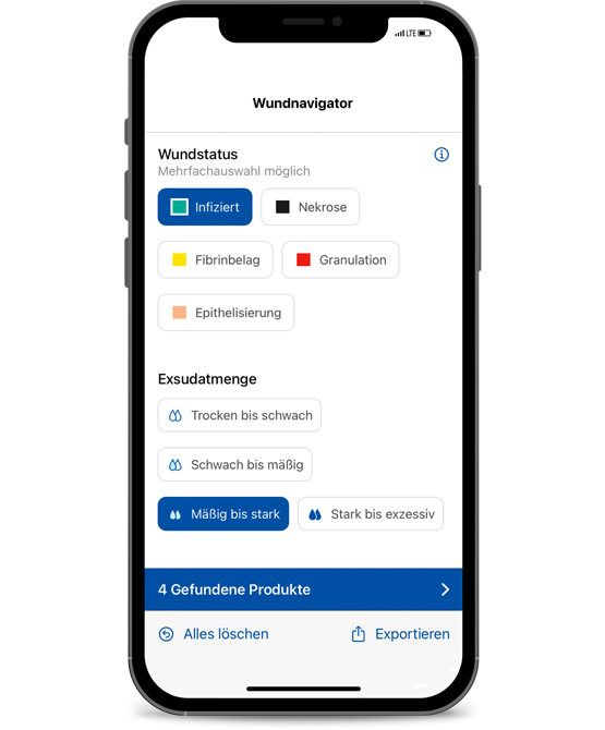Finden: Eine Auswahl geeigneter Produkte zur Wundversorgung erhalten.