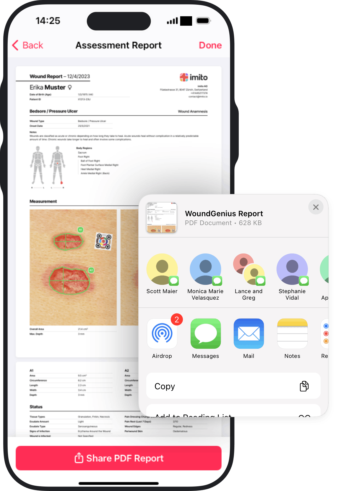 WoundGenius - Share assessment with other healthcare professionals