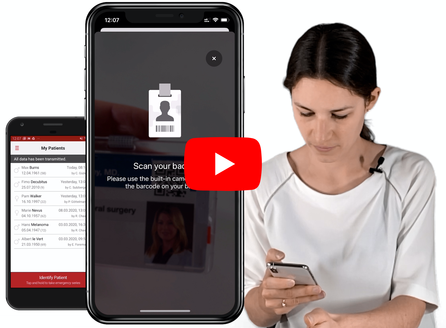 Vereinfachte Anmeldung, Patientenauswahl via Barcode