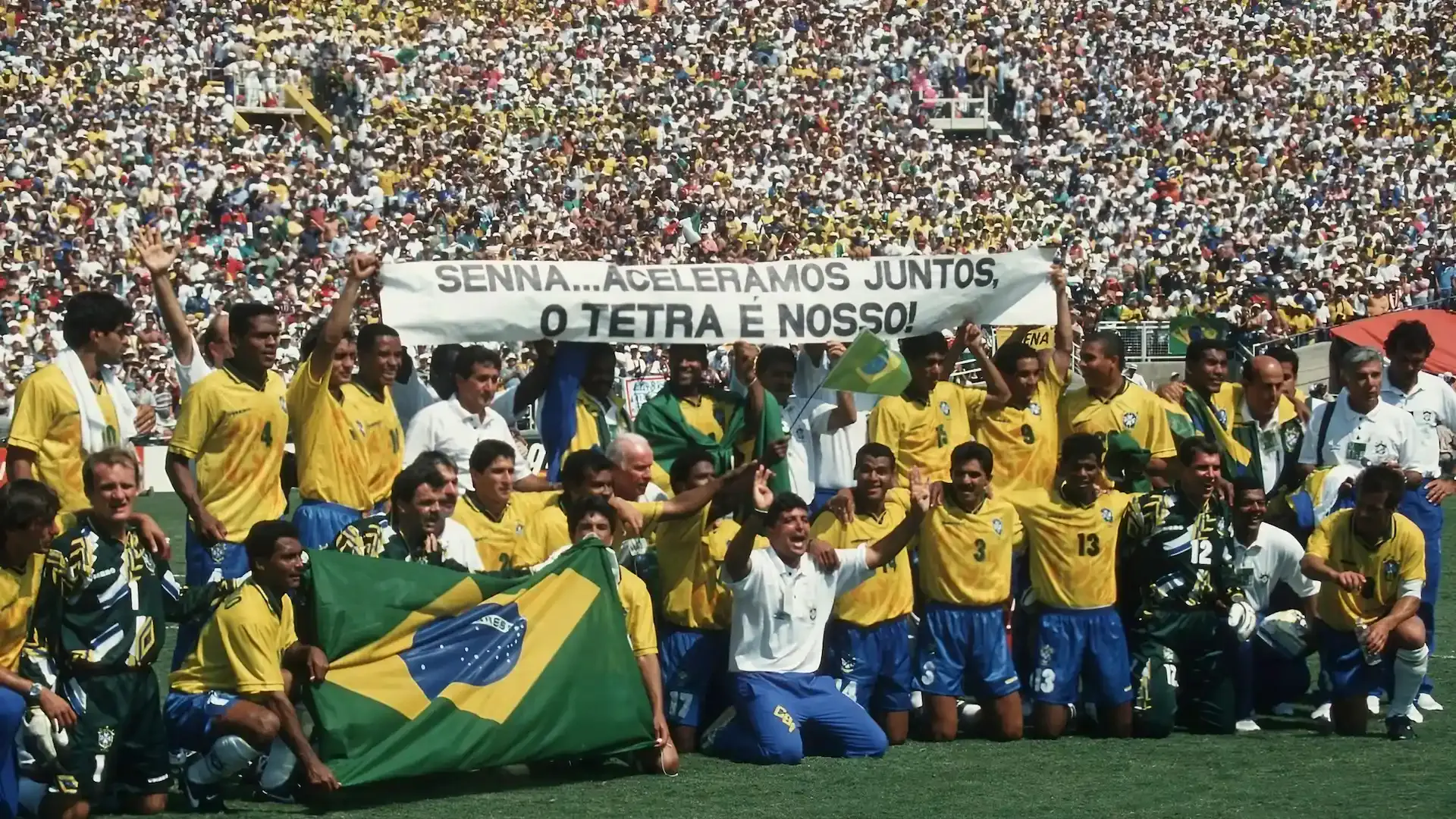 Brazil squad celebrating winning the 1994 FIFA World Cup