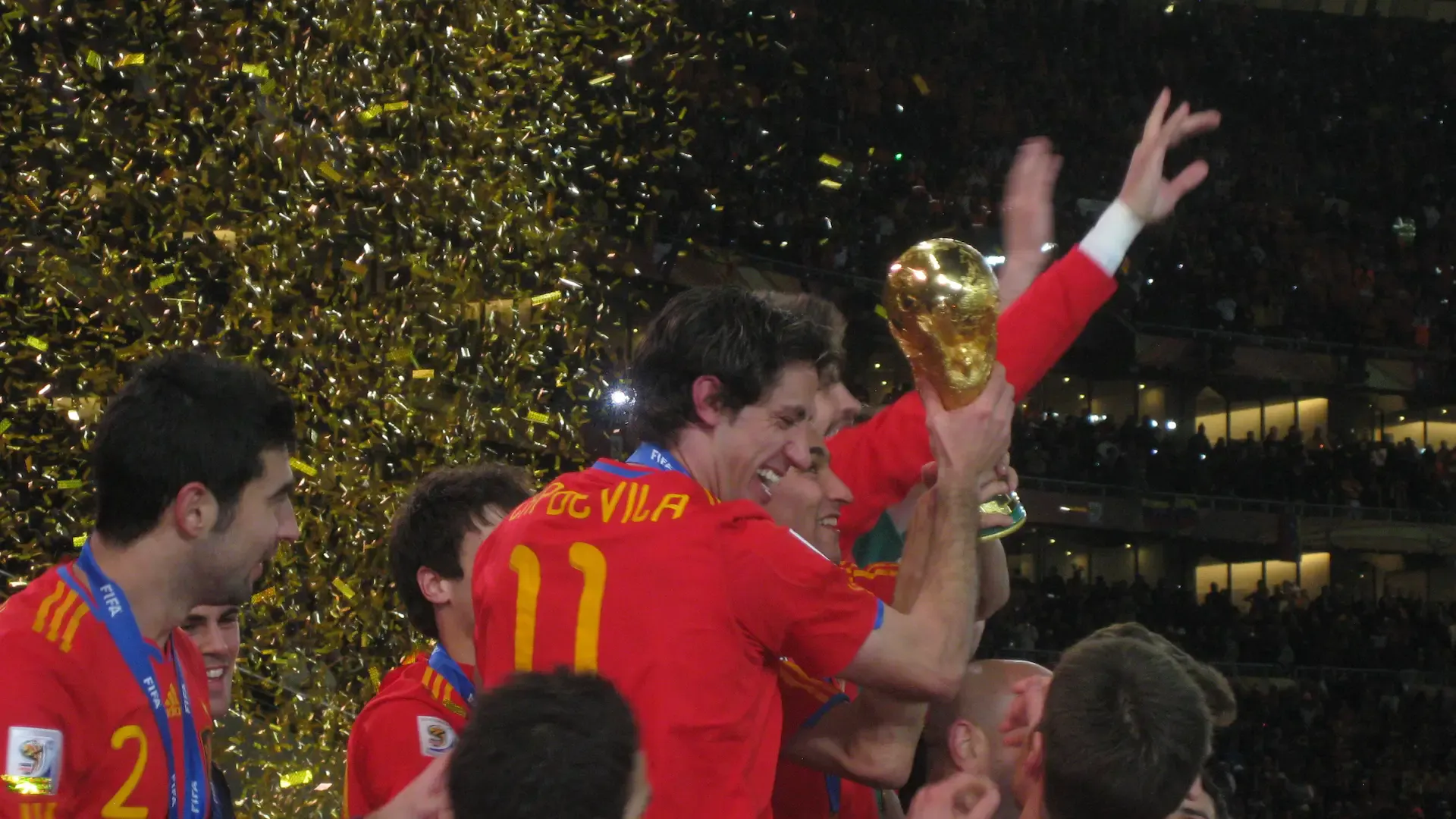 Spain celebrating winning the 2010 FIFA World Cup