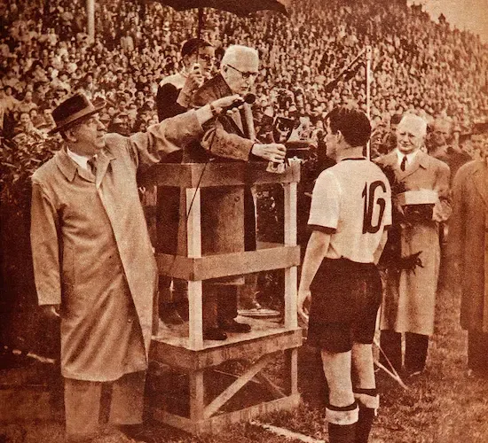 Germany receiving the 1954 World Cup trophy