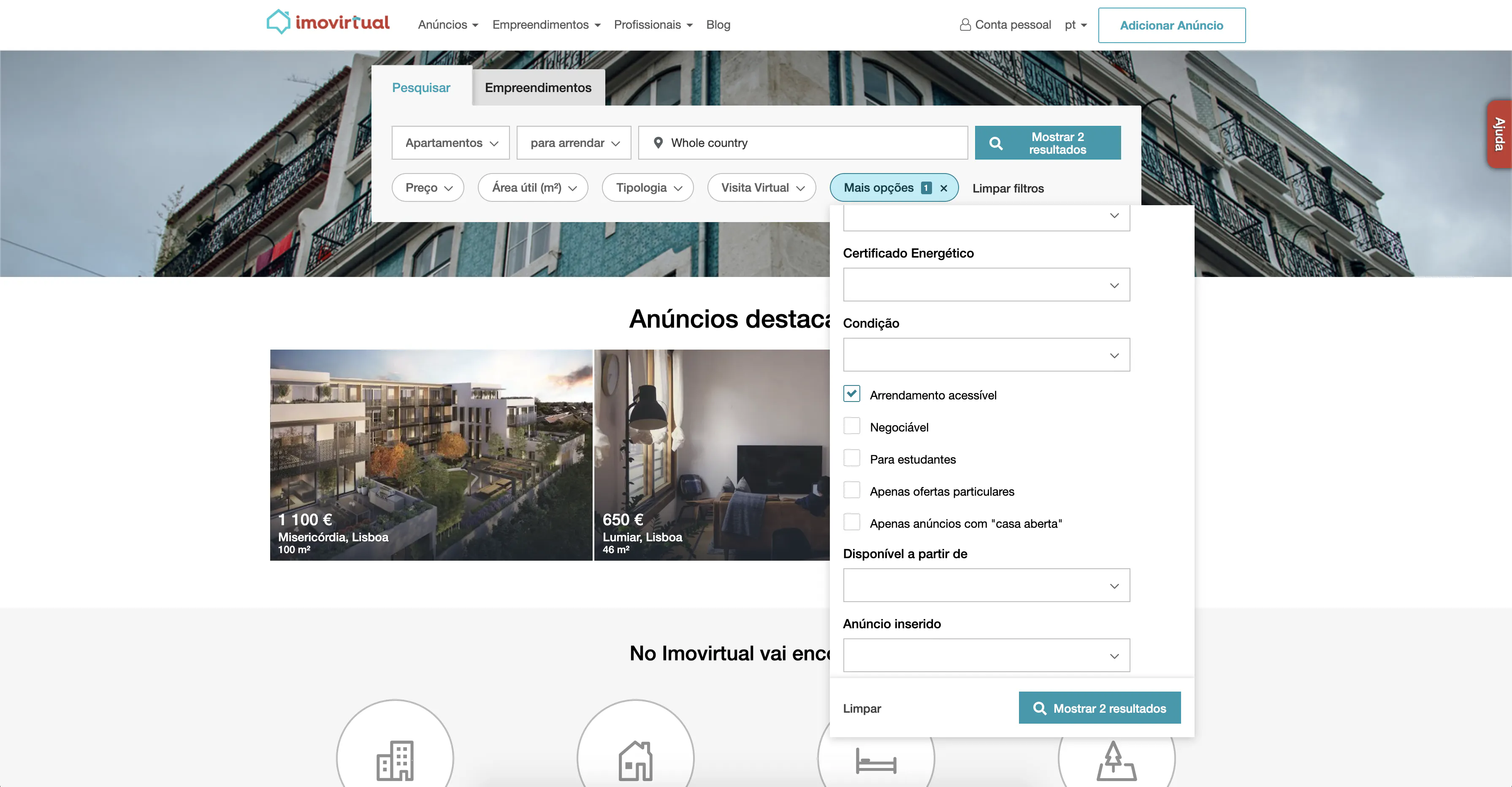 Imovirtual é o primeiro Portal Imobiliário com imóveis de Arrendamento Acessível
