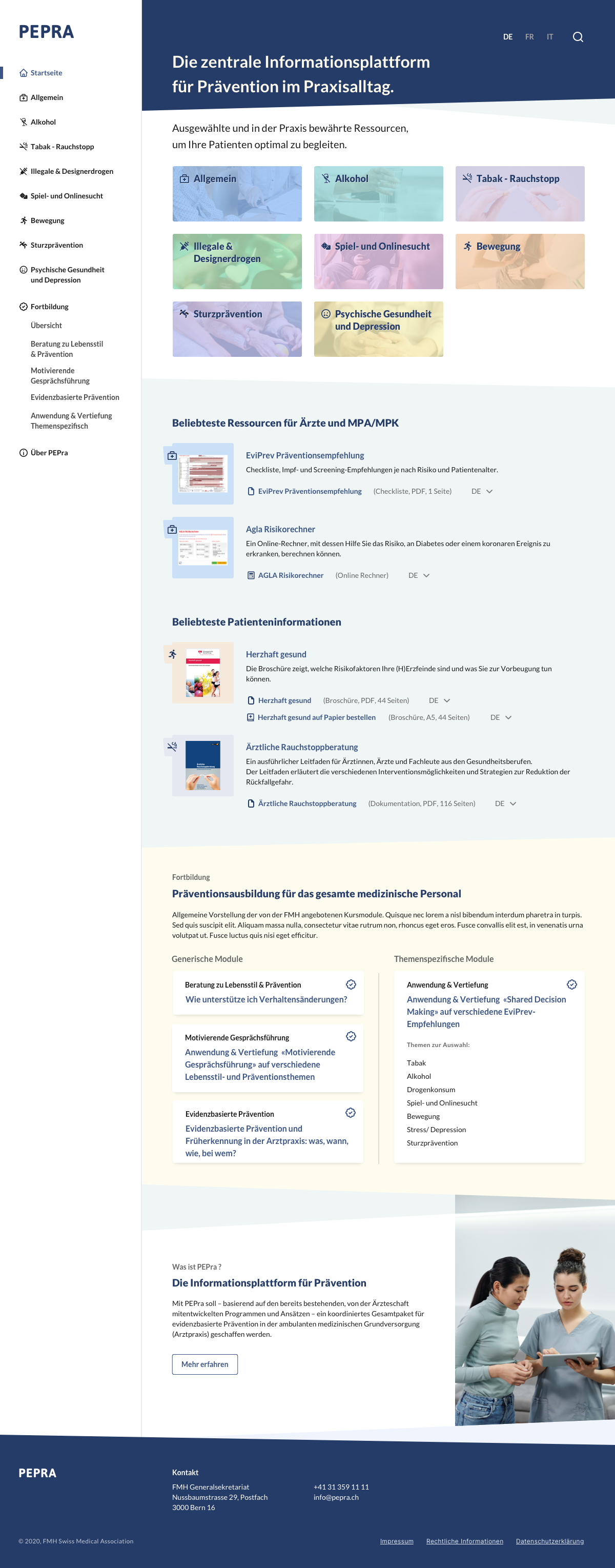 Accueil de la plateforme d'information