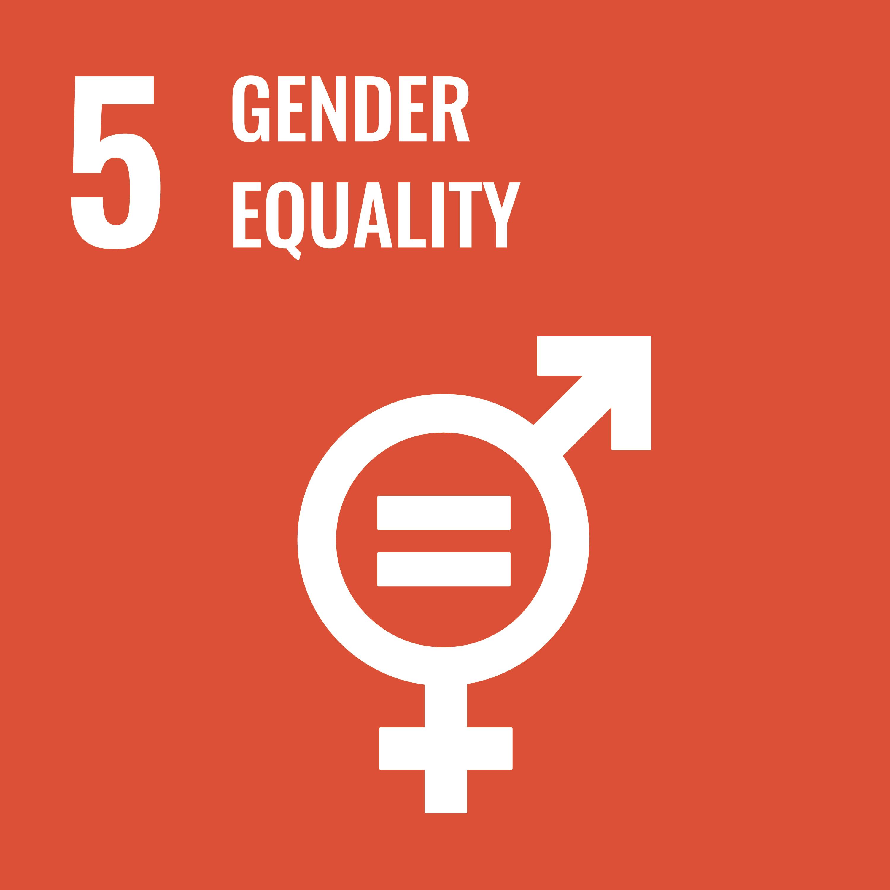 SDG5 性別平等 Gender Equality (圖片來源：聯合國 SDGs Communications materials)