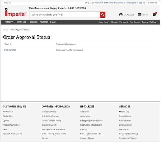 Order Approval Approver Website Screen Shot 2
