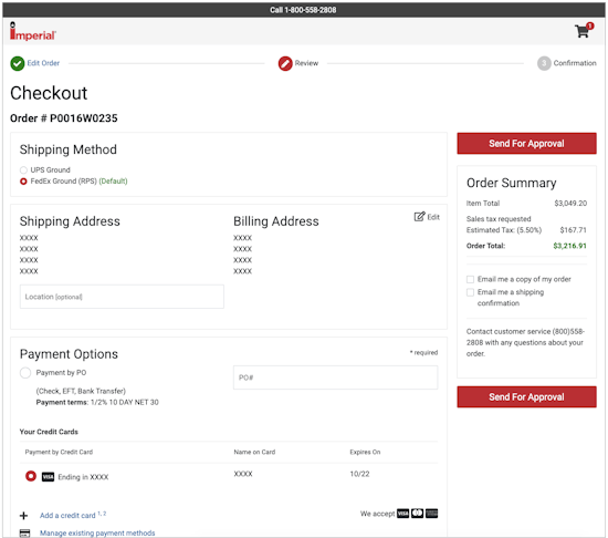 Order Approval Buyer Website Screen Shot