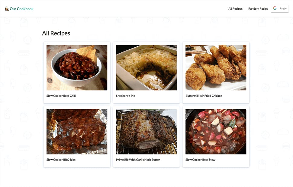 Our Cookbook homepage