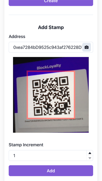 Inputting customer address with the QR code reader