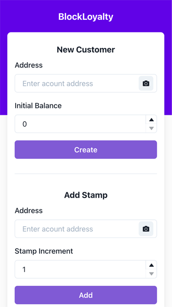 Owner dashboard containing section to add new customer