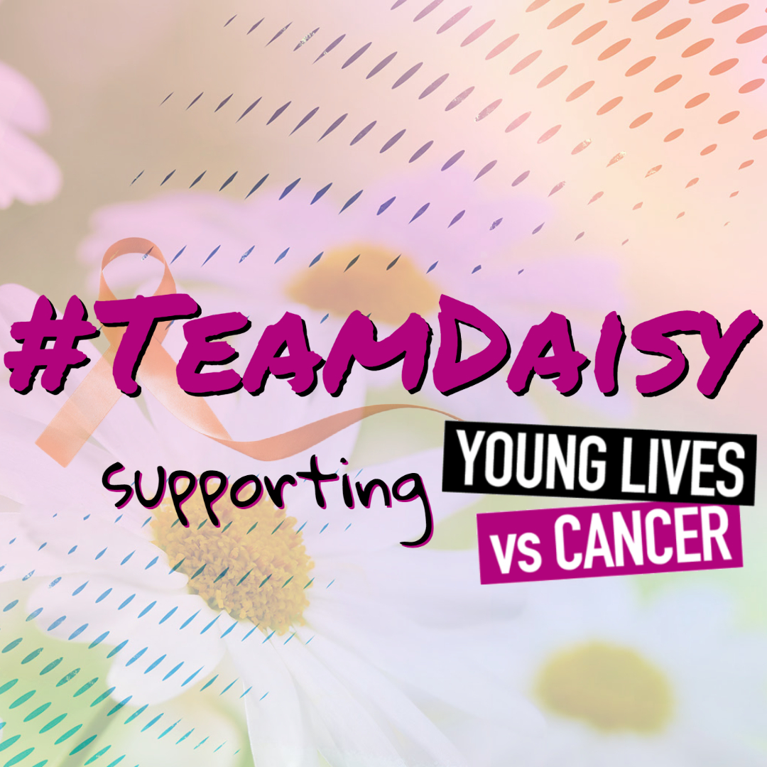 #TeamDaisy logo with Young Lives vs Cancer logo