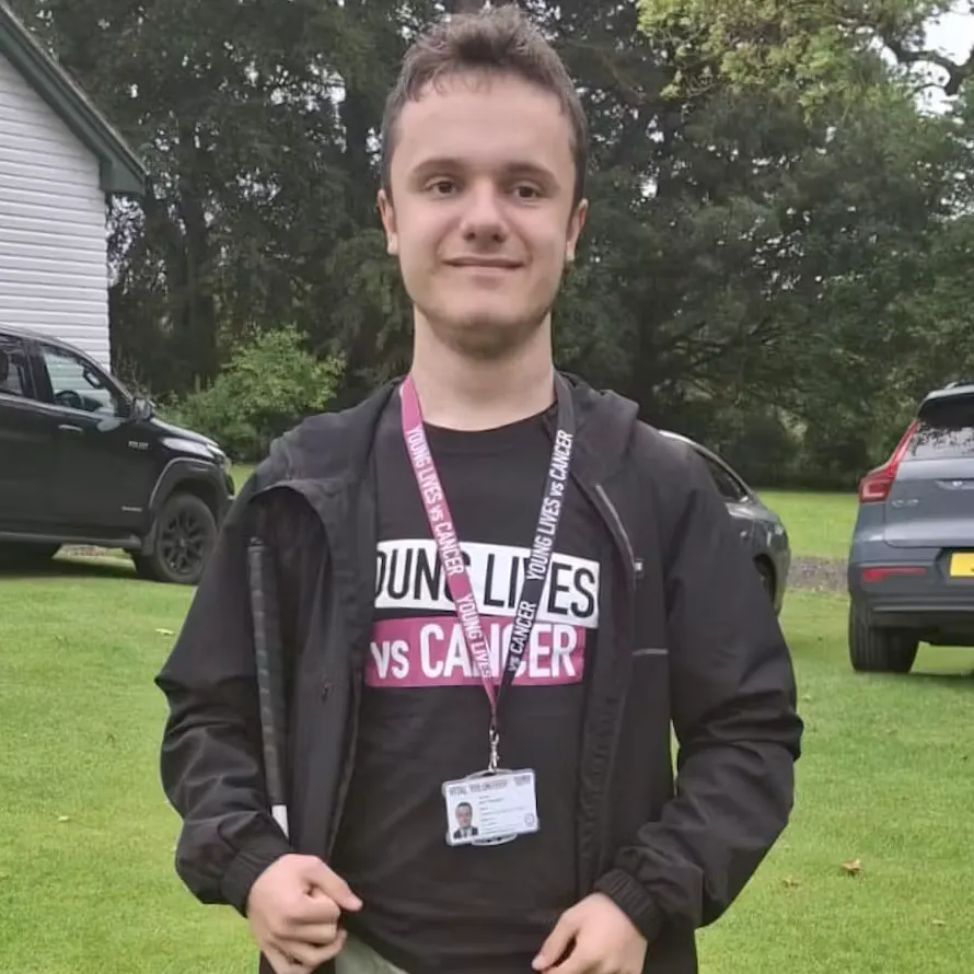 A photo of Jack with his Young Lives vs Cancer t shirt on!