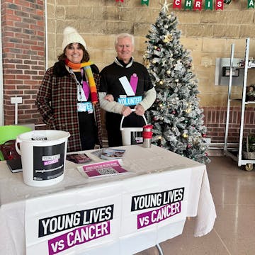 Wendy and Chris at their bucket collection
