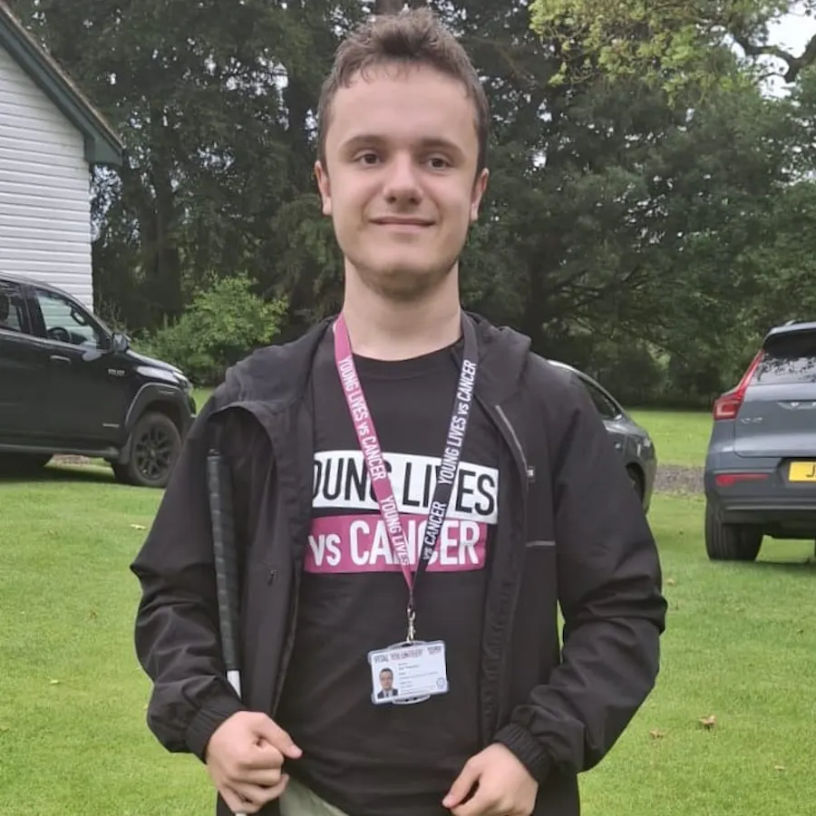 A photo of Jack with his Young Lives vs Cancer t shirt on!