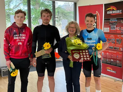 A photo of the post race presentation