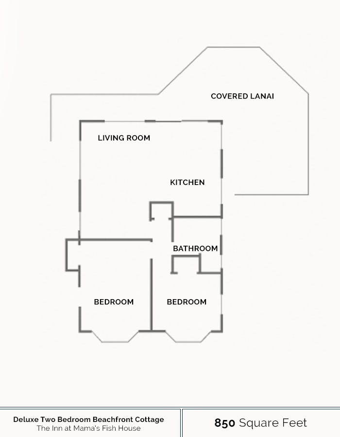 floorplan for Deluxe 2-Bedroom Beachfront Cottage