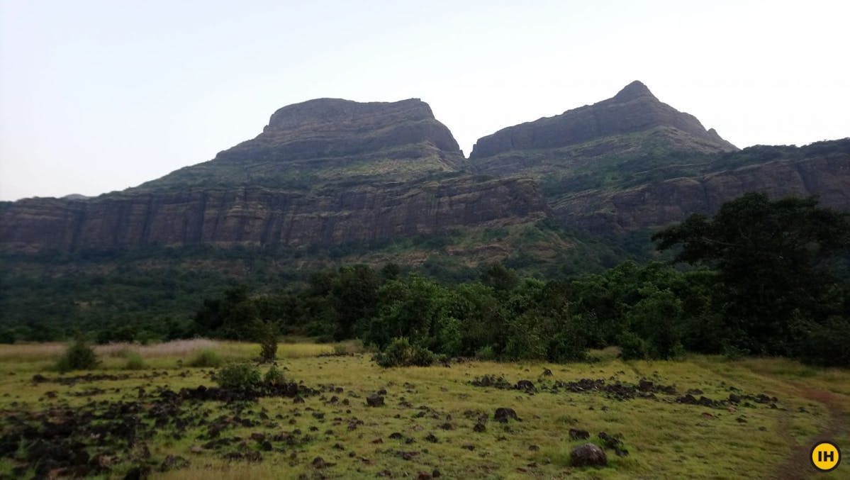 AMK Trek - Kulang and Chota Kulang (left to right) seen from the fields - Indiahikes - Nitesh Kumar