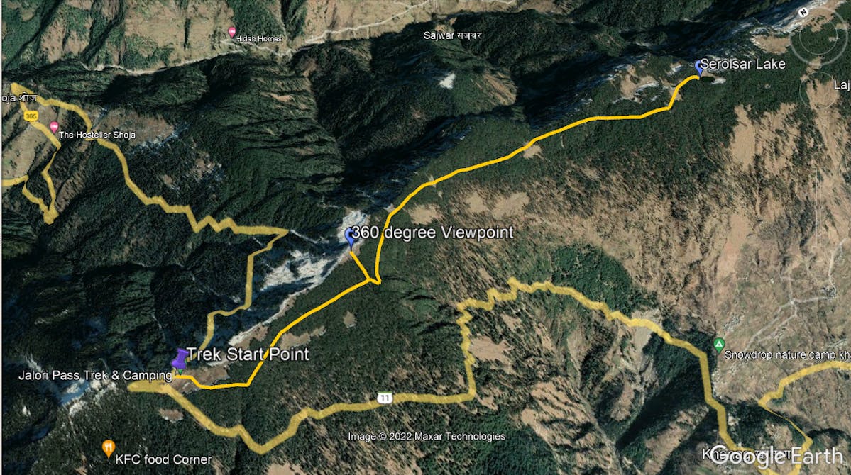 Route Map - Serolsar Lake Trek-Indiahikes