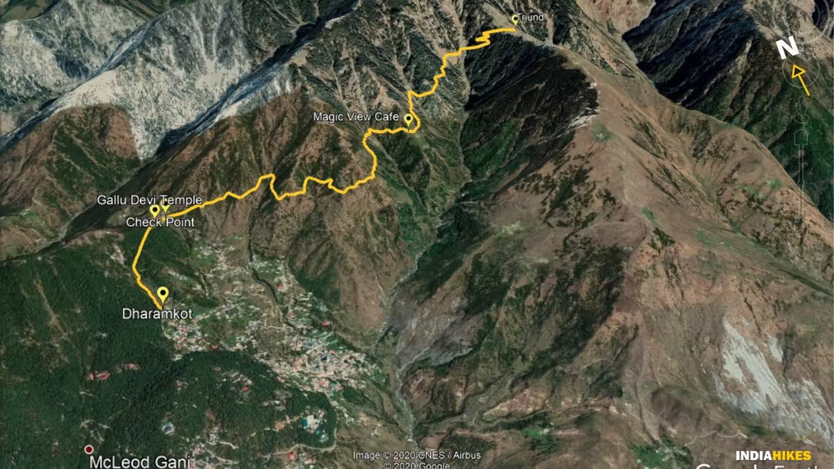 Route Map, Triund trek, Indiahikes, Treks in Himachal Pradesh, Himachal Treks