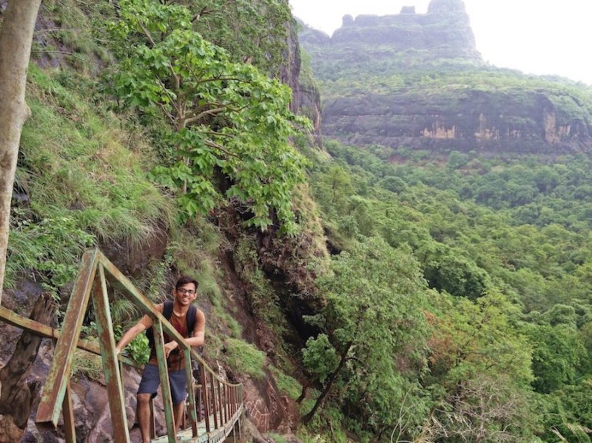 First ladder on the Shidi Ghat route. PC: Apoorva Karlekar