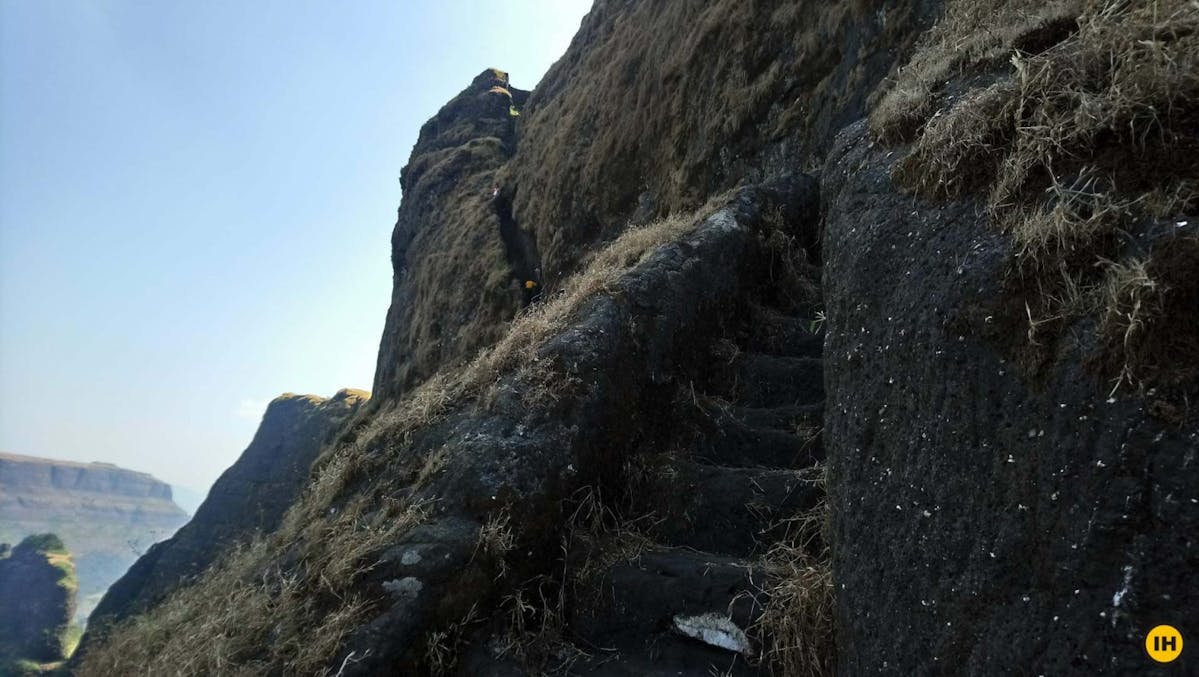 AMK Trek - The rock-cut steps that climb to Kulang fort - Indiahikes - Nitesh Kumar