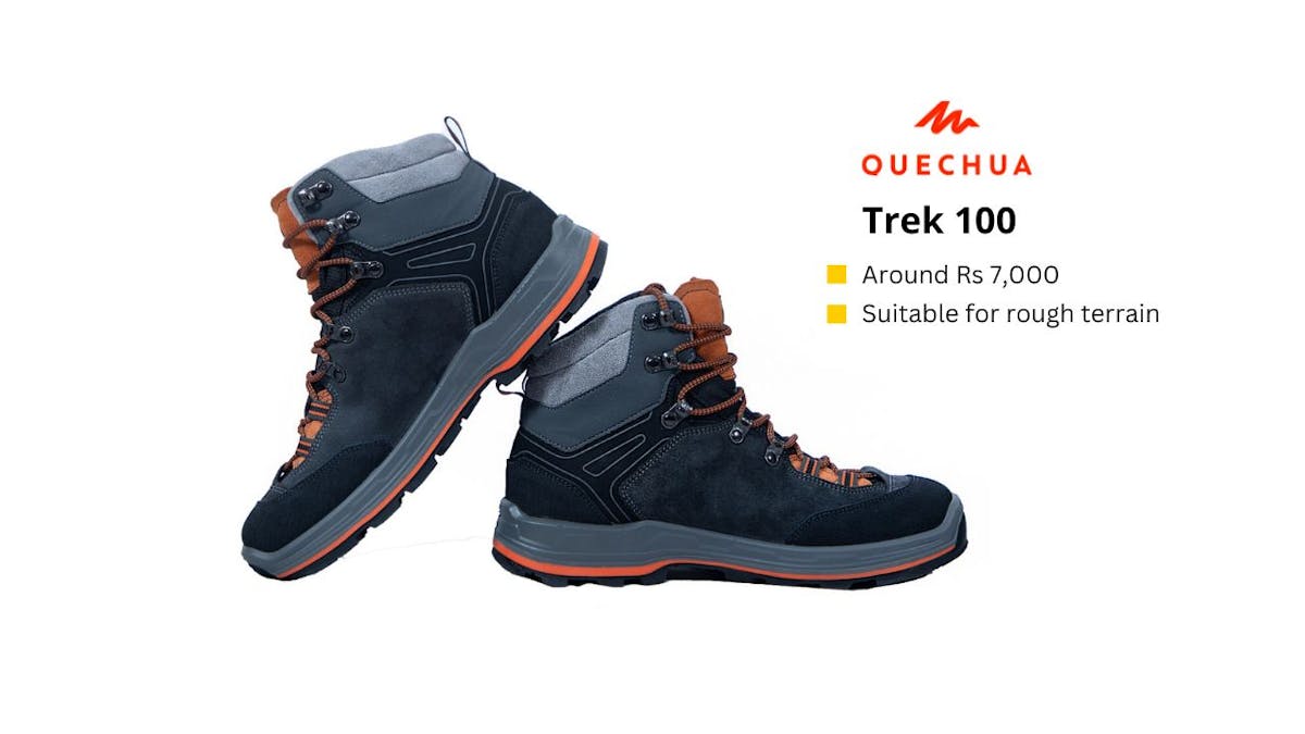 Trek 100 Shoes by Decathlon - Indiahikes - Review - Cost - Pricing - Waterproof trekking shoes for himalayan snow treks