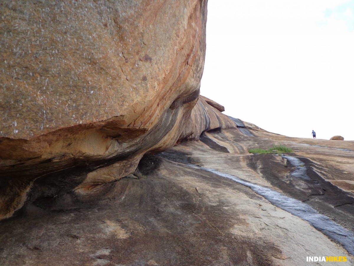 The thrill of climbing on the Granite Rock surface on this trek. Picture by Suhas Saya