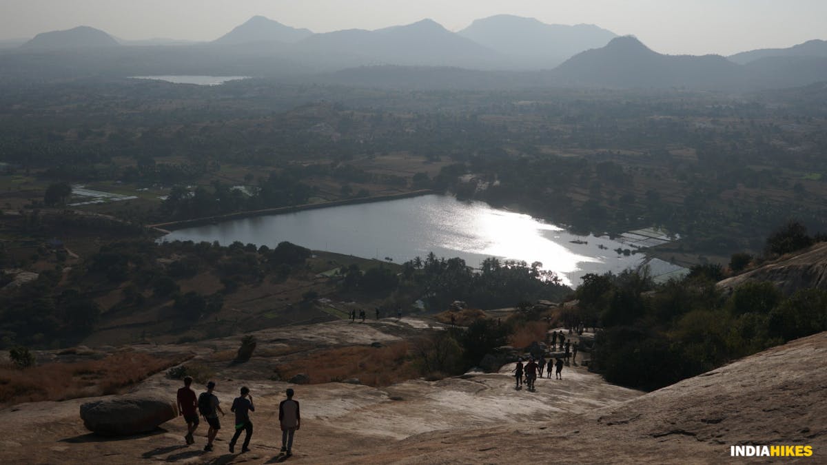 Students descend down the hillock. Picture by Venkat Ganesh
