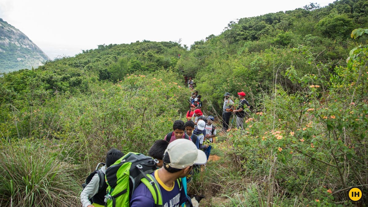 Nandi One, Brahmagiri trek - Indiahikes - Trekking through the thorns and bushes to reach the Shaneeshwera temple - Harikrishnan