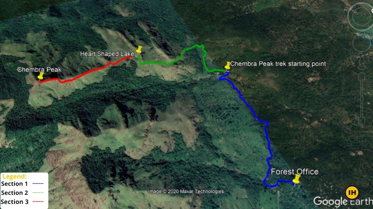 Chembra Peak Route map-Indiahikes