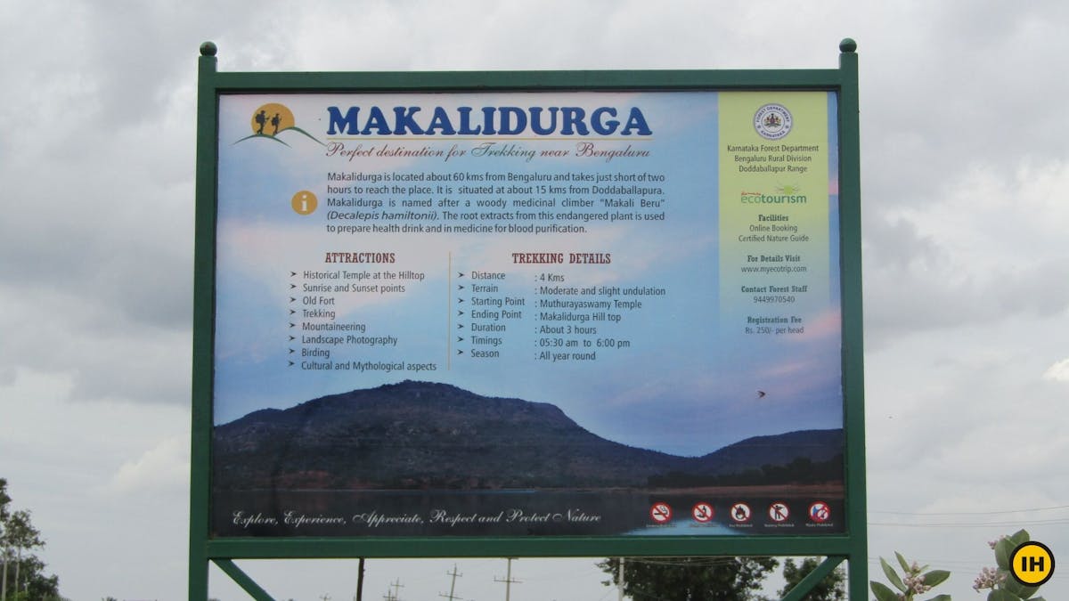 Makalidurga Trek - Big Sign Board - Indiahikes