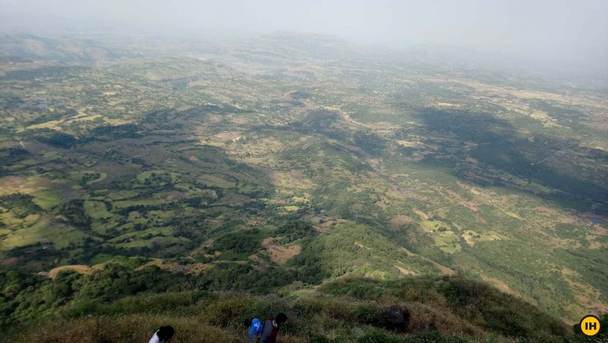 AMK Trek - The wide sweeping view of farmlands and nearby villages - Indiahikes - Nitesh Kumar
