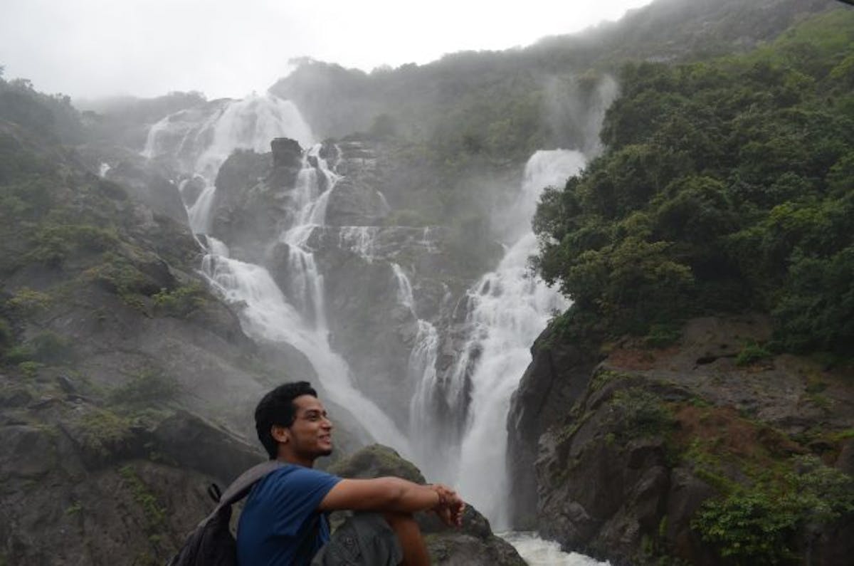Dudhsagar Waterfalls trek. Base of the waterfalls.