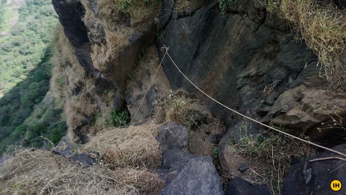 AMK Trek - The near steps have to be crossed with the help of fixed ropes - Indiahikes - Nitesh Kumar