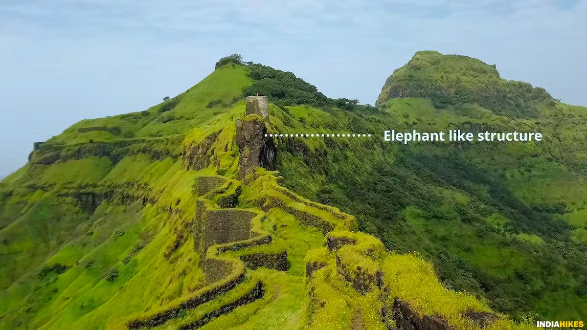 Elephant like structure, Rajgad Fort, Treks near Pune, Sahyadri treks, Trekking in Maharashtra, Indiahikes