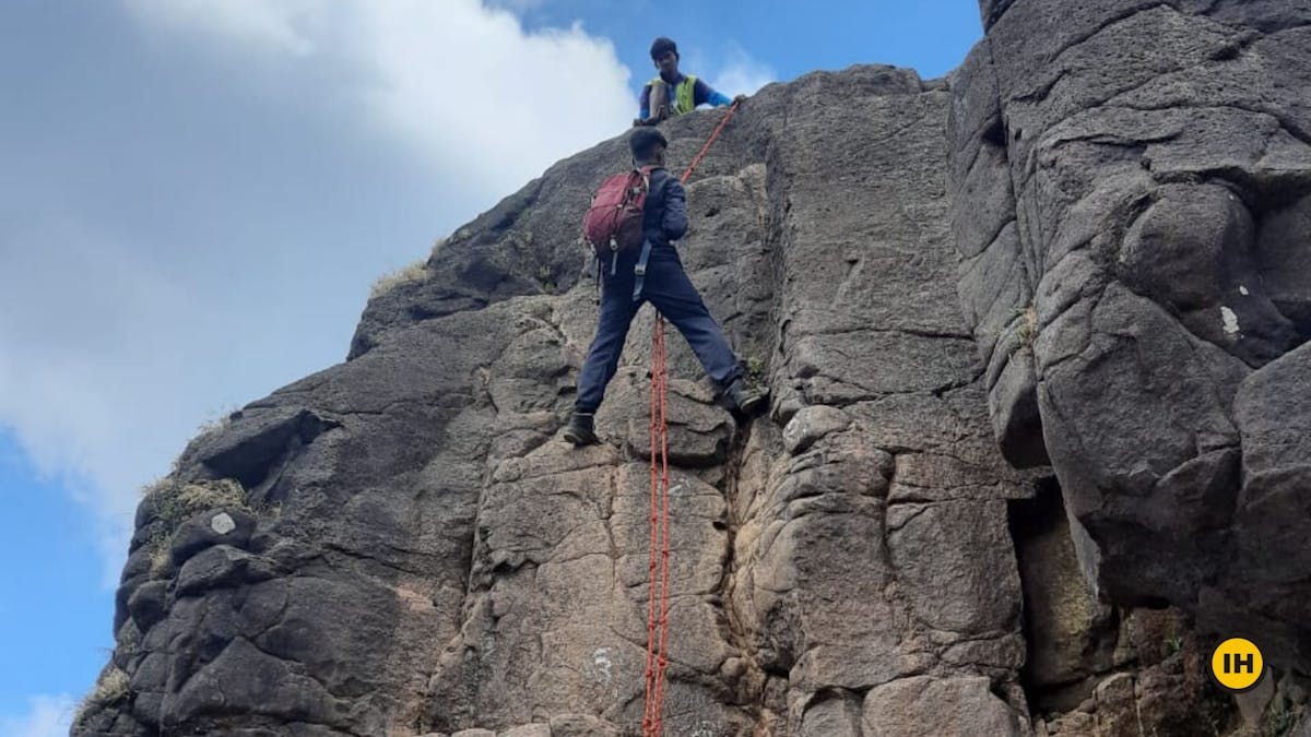 Kalavantin Trek - Climbing up using a rope - Indiahikes - Soham Limbkar