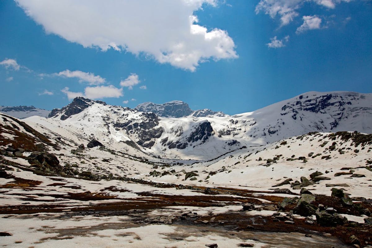 Deo Tibba Base camp covered with snow